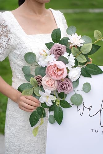 (Pack of 2 Artificial Flowers Decorations, Artificial Arch Backdrop Garlandfor Ceremony Party Reception Entrance, alternate