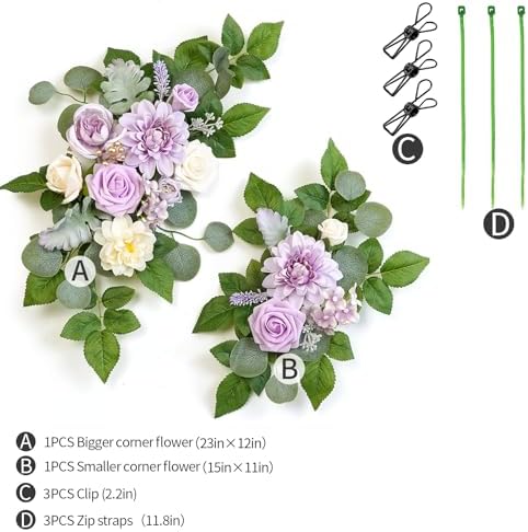 (Pack of 2 Artificial Flowers Decorations, Artificial Arch Backdrop Garlandfor Ceremony Party Reception Entrance, alternate