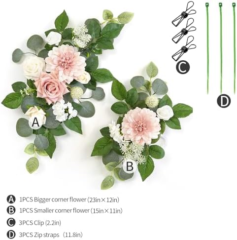 (Pack of 2) Artificial Flowers Decorations, Artificial Arch Backdrop Garlandfor Ceremony Party Reception, alternate view 3