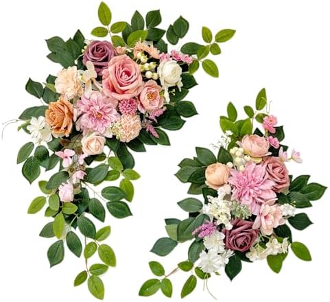 Pack of 2 Wedding Arch, Artificial Flowers, Wedding Decor, Flower Garland Be Suited to Banquet, Party, Reception