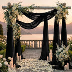 Pack of 2 Wedding Arch Drape Panel Fabric 30" x 100ft - Black in Black, alternate view 4