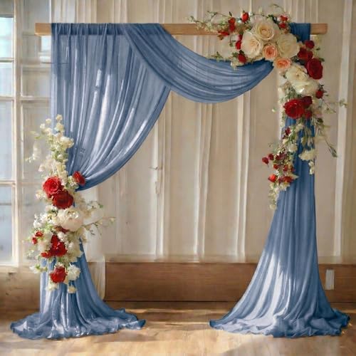 Pack of 2 Wedding Arch Drape Panel Fabric 30" x 100ft - Dusty Blue in Dusty Blue