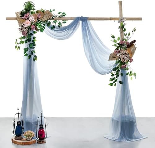 Pack of 2 Wedding Arch Drape Panel Fabric 30" x 100ft - Dusty Blue in Dusty Blue, alternate view 2