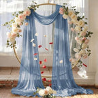 Pack of 2 Wedding Arch Drape Panel Fabric 30" x 100ft - Dusty Blue in Dusty Blue, alternate view 6