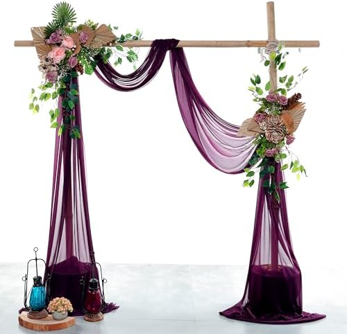 Pack of 2 Wedding Arch Drape Panel Fabric 30" x 100ft - Eggplant in Eggplant, alternate view 2
