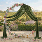 Pack of 2 Wedding Arch Drape Panel Fabric 30" x 100ft - Olive Green in Olive Green, alternate view 3