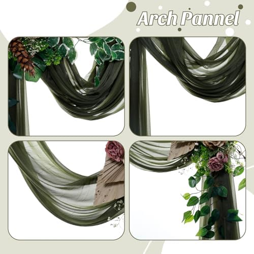 Pack of 2 Wedding Arch Drape Panel Fabric 30" x 100ft - Olive Green in Olive Green, alternate view 5