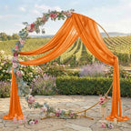 Pack of 2 Wedding Arch Drape Panel Fabric 30" x 100ft - Orange in Orange, alternate view 3