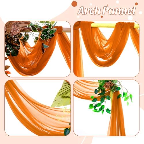 Pack of 2 Wedding Arch Drape Panel Fabric 30" x 100ft - Orange in Orange, alternate view 5