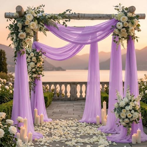 Pack of 2 Wedding Arch Drape Panel Fabric 30" x 100ft - Orchid in Orchid, alternate view 4