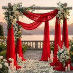 Pack of 2 Wedding Arch Drape Panel Fabric 30" x 100ft - Red in Red, alternate view 4