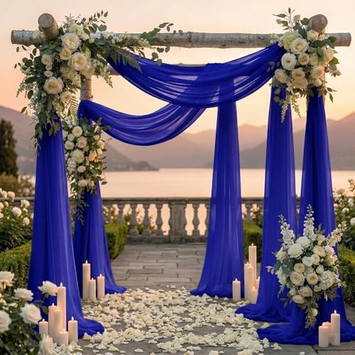 Pack of 2 Wedding Arch Drape Panel Fabric 30" x 100ft - Royal Blue in Royal Blue, alternate view 4
