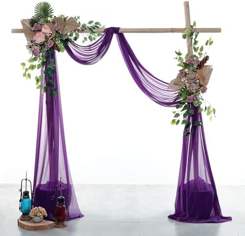 Pack of 2 Wedding Arch Drape Panel Fabric 30" x 20ft - Cadbury Purple in Cadbury Purple, alternate view 2