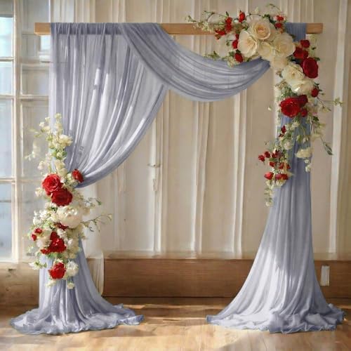 Pack of 2 Wedding Arch Drape Panel Fabric 30" x 20ft - Cool Gray in Cool Gray