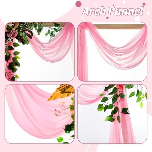 Pack of 2 Wedding Arch Drape Panel Fabric 30" x 20ft - Coral in Coral, alternate view 5