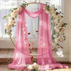 Pack of 2 Wedding Arch Drape Panel Fabric 30" x 20ft - Coral in Coral, alternate view 6