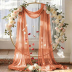 Pack of 2 Wedding Arch Drape Panel Fabric 30" x 20ft - Coral Peach in Coral Peach, alternate view 6