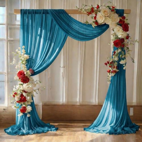 Pack of 2 Wedding Arch Drape Panel Fabric 30" x 20ft - Dark Teal in Dark Teal