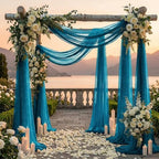 Pack of 2 Wedding Arch Drape Panel Fabric 30" x 20ft - Dark Teal in Dark Teal, alternate view 4