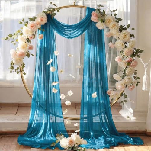 Pack of 2 Wedding Arch Drape Panel Fabric 30" x 20ft - Dark Teal in Dark Teal, alternate view 6