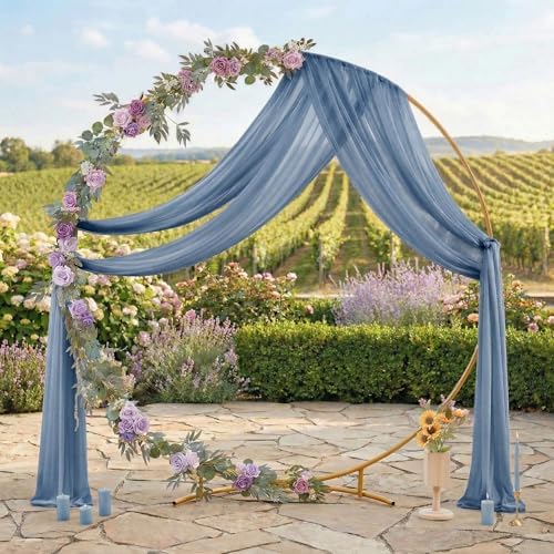 Pack of 2 Wedding Arch Drape Panel Fabric 30" x 20ft - Dusty Blue in Dusty Blue, alternate view 3