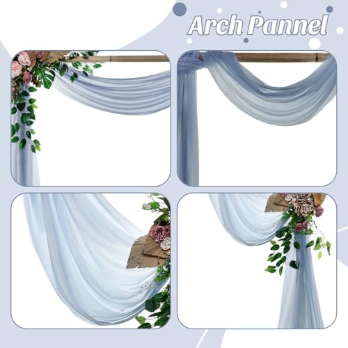 Pack of 2 Wedding Arch Drape Panel Fabric 30" x 20ft - Dusty Blue in Dusty Blue, alternate view 5