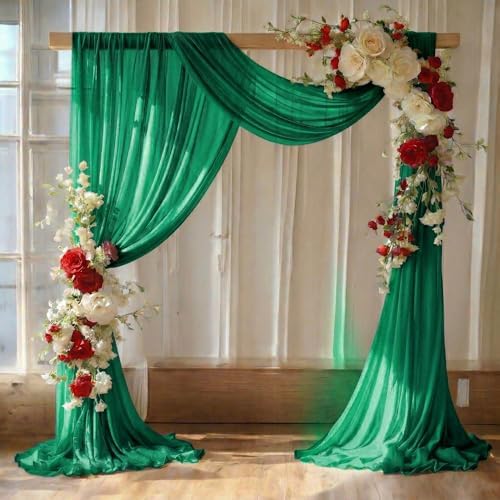 Pack of 2 Wedding Arch Drape Panel Fabric 30" x 20ft - Emerald Green in Emerald Green