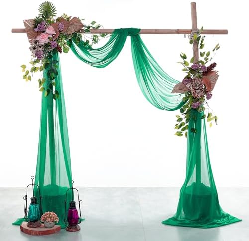 Pack of 2 Wedding Arch Drape Panel Fabric 30" x 20ft - Emerald Green in Emerald Green, alternate view 2