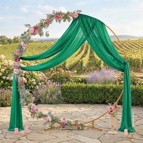 Pack of 2 Wedding Arch Drape Panel Fabric 30" x 20ft - Emerald Green in Emerald Green, alternate view 3