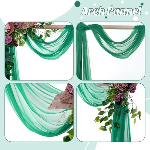 Pack of 2 Wedding Arch Drape Panel Fabric 30" x 20ft - Emerald Green in Emerald Green, alternate view 5