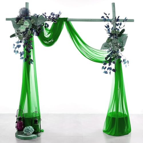 Pack of 2 Wedding Arch Drape Panel Fabric 30" x 20ft - Green in Green, alternate view 2