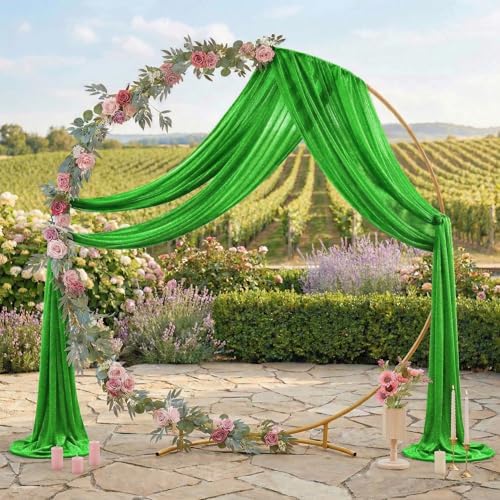 Pack of 2 Wedding Arch Drape Panel Fabric 30" x 20ft - Green in Green, alternate view 3