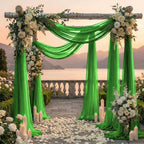 Pack of 2 Wedding Arch Drape Panel Fabric 30" x 20ft - Green in Green, alternate view 4