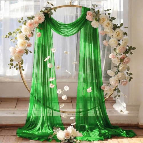 Pack of 2 Wedding Arch Drape Panel Fabric 30" x 20ft - Green in Green, alternate view 6