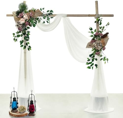 Pack of 2 Wedding Arch Drape Panel Fabric 30" x 20ft - Ivory in Ivory, alternate view 2