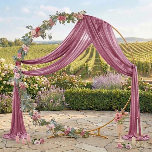 Pack of 2 Wedding Arch Drape Panel Fabric 30" x 20ft - Mauva in Mauva, alternate view 3