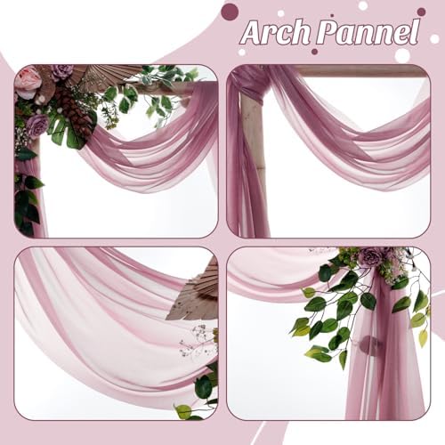 Pack of 2 Wedding Arch Drape Panel Fabric 30" x 20ft - Mauva in Mauva, alternate view 5
