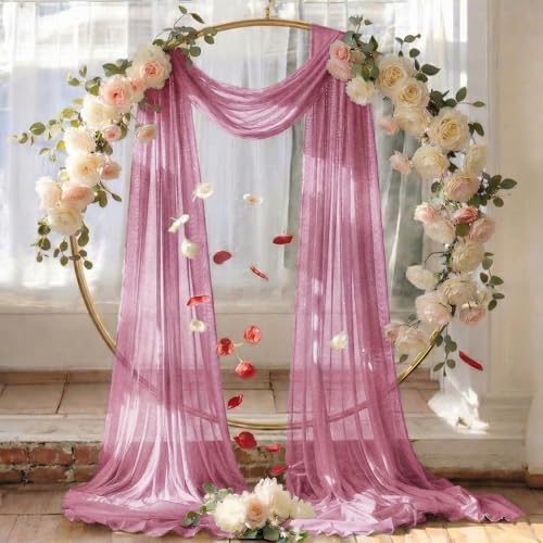 Pack of 2 Wedding Arch Drape Panel Fabric 30" x 20ft - Mauva in Mauva, alternate view 6