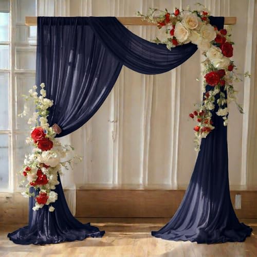 Pack of 2 Wedding Arch Drape Panel Fabric 30" x 20ft - Navy Blue in Navy Blue