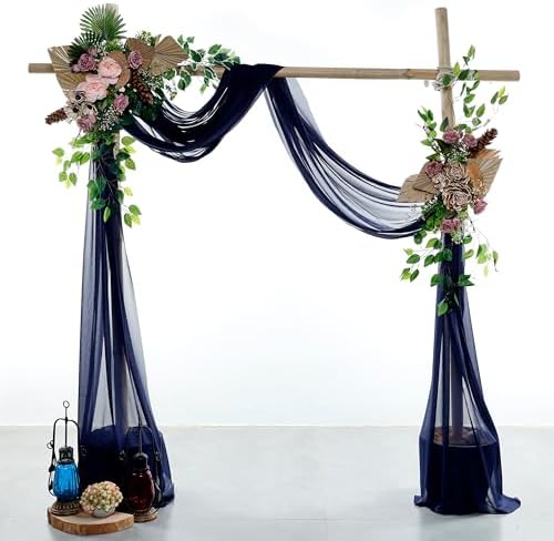 Pack of 2 Wedding Arch Drape Panel Fabric 30" x 20ft - Navy Blue in Navy Blue, alternate view 2