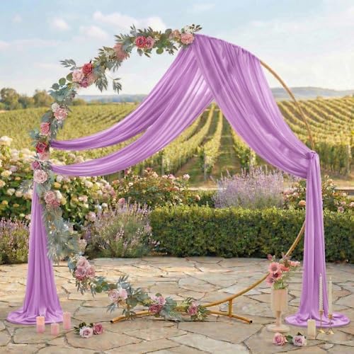 Pack of 2 Wedding Arch Drape Panel Fabric 30" x 20ft - Orchid in Orchid, alternate view 3