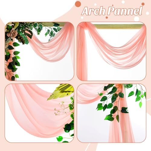 Pack of 2 Wedding Arch Drape Panel Fabric 30" x 20ft - Peach in Peach, alternate view 5