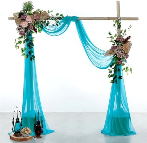 Pack of 2 Wedding Arch Drape Panel Fabric 30" x 20ft - Peacock Blue in Peacock Blue, alternate view 2