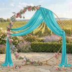 Pack of 2 Wedding Arch Drape Panel Fabric 30" x 20ft - Peacock Blue in Peacock Blue, alternate view 3