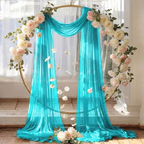 Pack of 2 Wedding Arch Drape Panel Fabric 30" x 20ft - Peacock Blue in Peacock Blue, alternate view 6