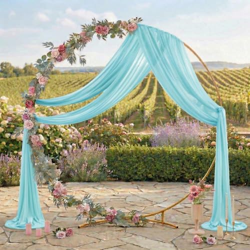 Pack of 2 Wedding Arch Drape Panel Fabric 30" x 20ft - Teal in Teal, alternate view 3