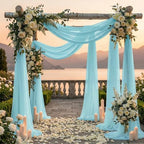 Pack of 2 Wedding Arch Drape Panel Fabric 30" x 20ft - Teal in Teal, alternate view 4