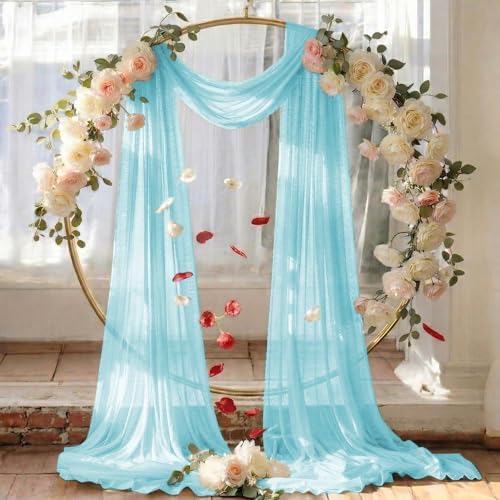 Pack of 2 Wedding Arch Drape Panel Fabric 30" x 20ft - Teal in Teal, alternate view 6