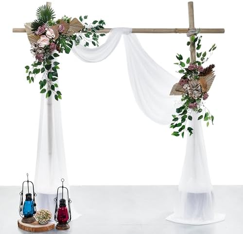 Pack of 2 Wedding Arch Drape Panel Fabric 30" x 20ft - White in White, alternate view 2