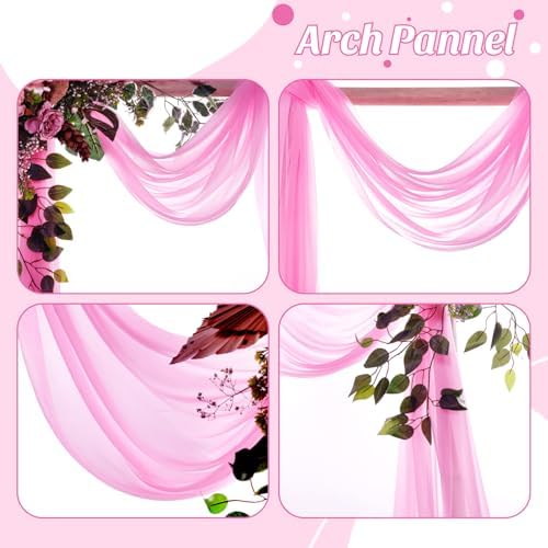 Pack of 2 Wedding Arch Drape Panel Fabric 30" x 30ft - Bubblegum Pink in Bubblegum Pink, alternate view 5